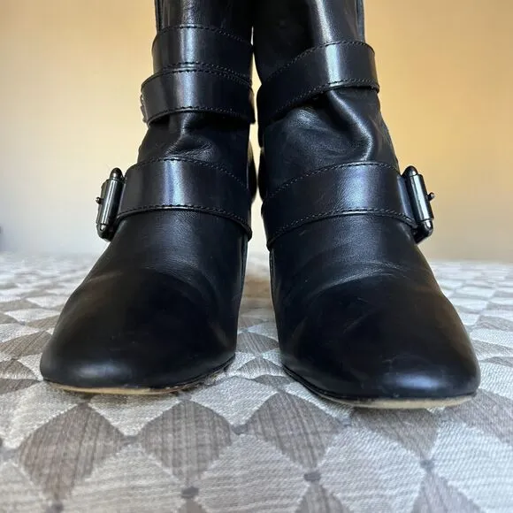 Jean-Michel Cazabat Vita Wrap Strap Black Leather Ankle Boots Women EU 37.5 US 7