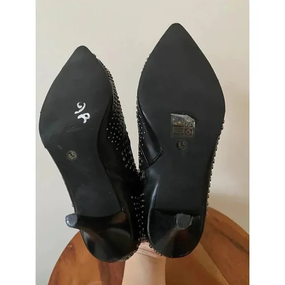 Jeffrey Campbell Boots Women’s 6.5 Studded Black Heeled Booties Pointed Toe