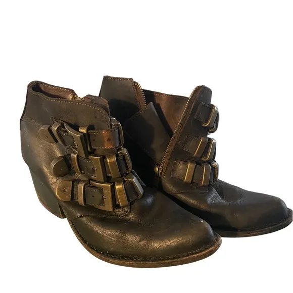 Jeffrey Campbell Leather Triple Buckle Boots