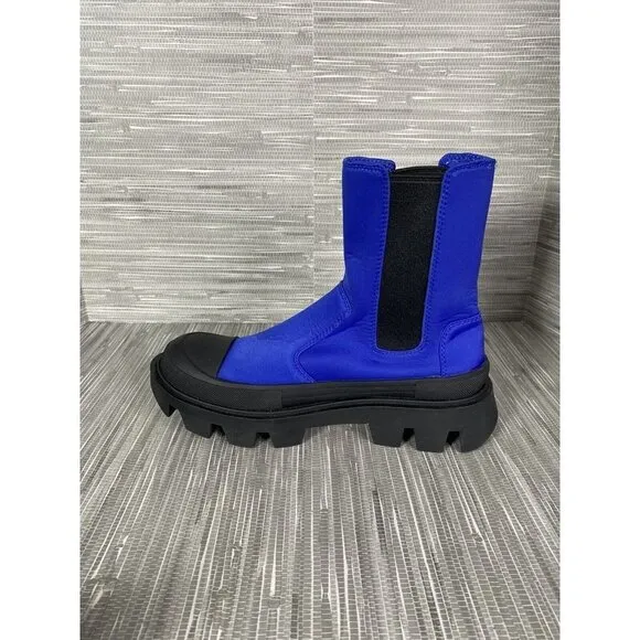 Jeffrey Campbell Women Tough Guy Chelsea Lug Sneaker Boots Blue Black‎ Size 7.5
