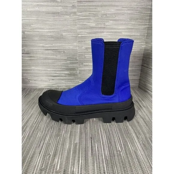 Jeffrey Campbell Women Tough Guy Chelsea Lug Sneaker Boots Blue Black‎ Size 7.5