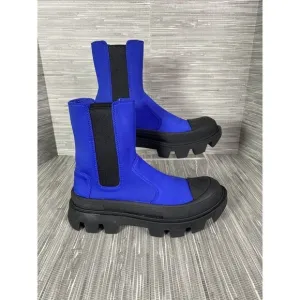 Jeffrey Campbell Women Tough Guy Chelsea Lug Sneaker Boots Blue Black‎ Size 7.5