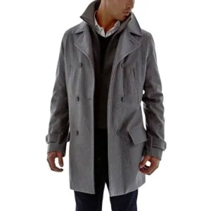 J.Ferrar men's 2XL plus size wool double breasted coat grey high neck vest