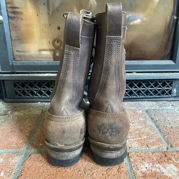 JK Boots Spokane WA Custom Leather 12” Logger Work Brown Handmade SZ 7 D MENS