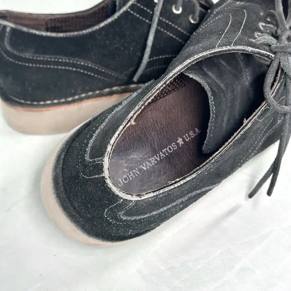 John Varvatos Shoes Mens Size 9 M Black Suede Derby Oxford Lace Up Casual