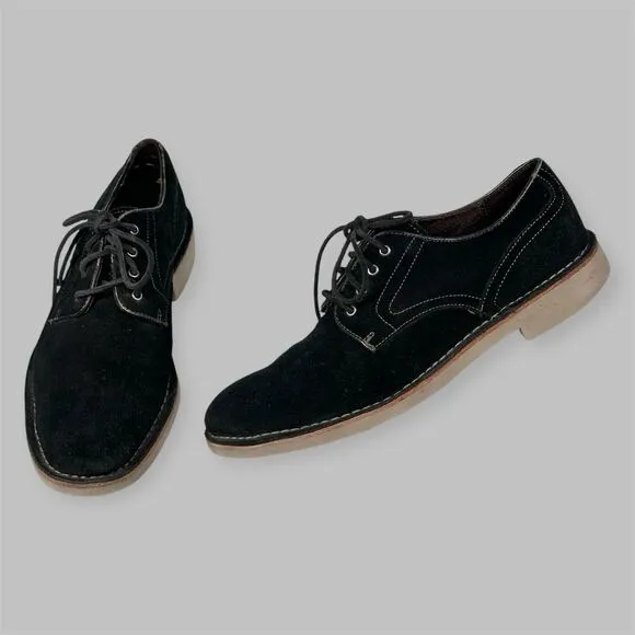 John Varvatos Shoes Mens Size 9 M Black Suede Derby Oxford Lace Up Casual