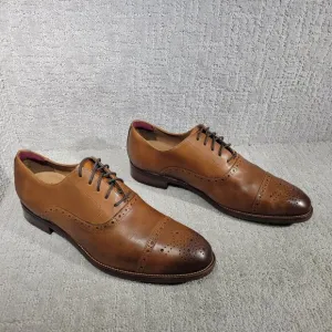 Johnston &amp; Murphy Conard 2.0 Cap Toe Mens Size 14W Tan Full Grain Oxford Shoes