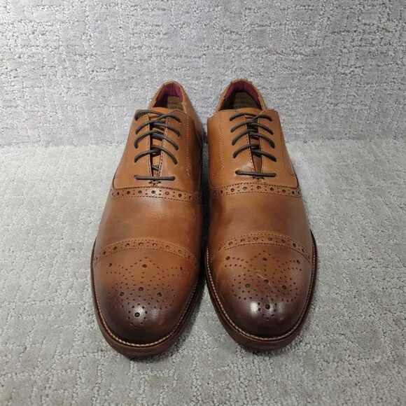 Johnston &amp; Murphy Conard 2.0 Cap Toe Mens Size 14W Tan Full Grain Oxford Shoes