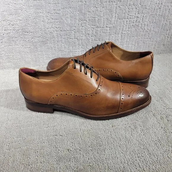 Johnston &amp; Murphy Conard 2.0 Cap Toe Mens Size 14W Tan Full Grain Oxford Shoes