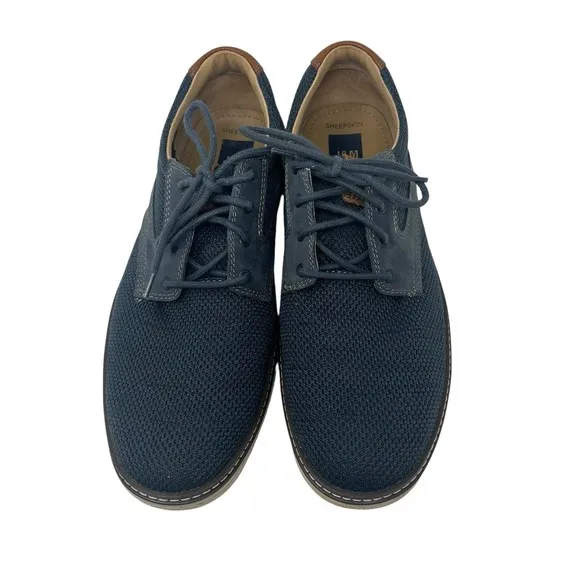 Johnston &amp; Murphy McGuffey Plain Toe Shoes Navy Sheep Skin Men's 11 M