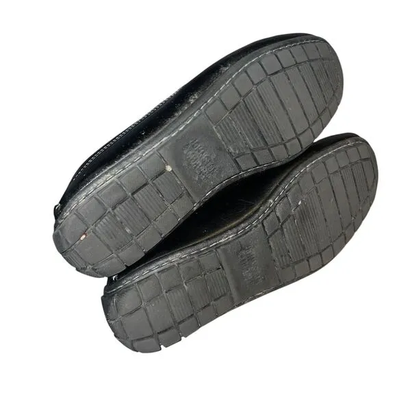 Johnston &amp; Murphy Men's 9 Black Whipstitched Leather Driving Mocs Slip On Shoes