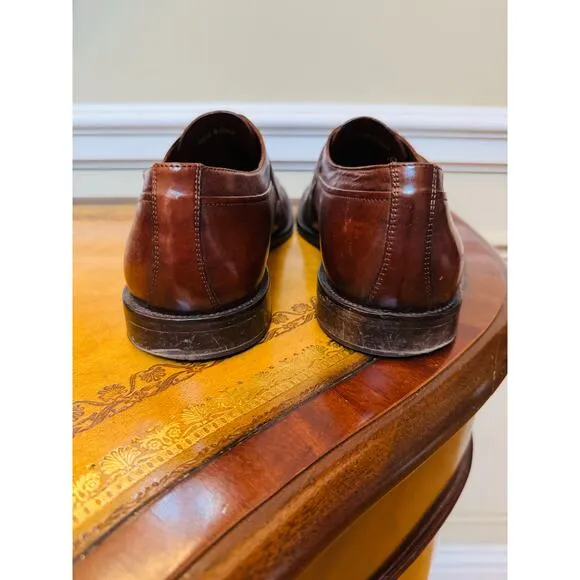 Johnston &amp; Murphy Mens Brown Buckle Square Toe Leather Slip On Shoes Sz 9.5