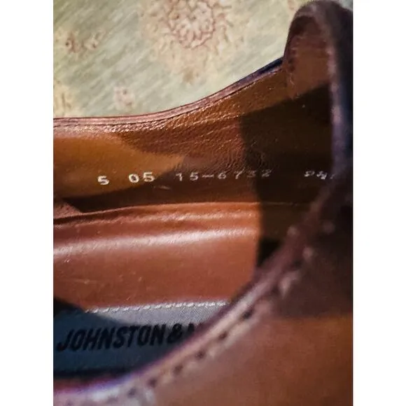 Johnston &amp; Murphy Mens Brown Buckle Square Toe Leather Slip On Shoes Sz 9.5