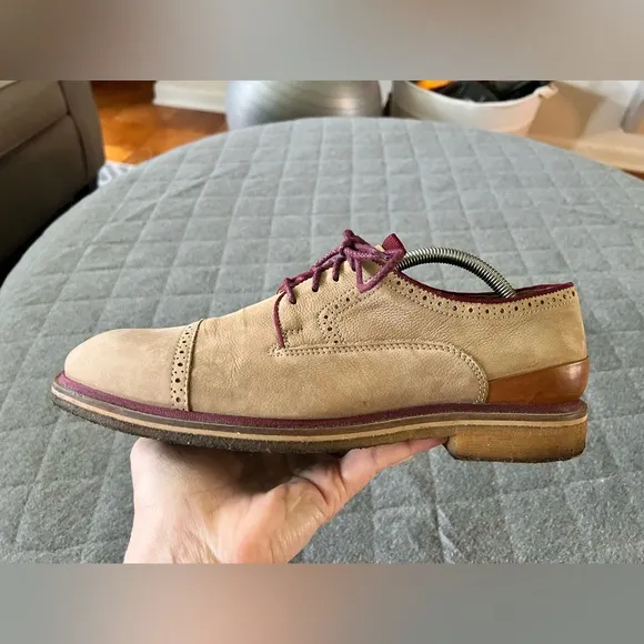 Johnston &amp; Murphy Sz 9 Wagner Cap Toe Camel Suede Gum Sole Oxford Shoes Exc Cond