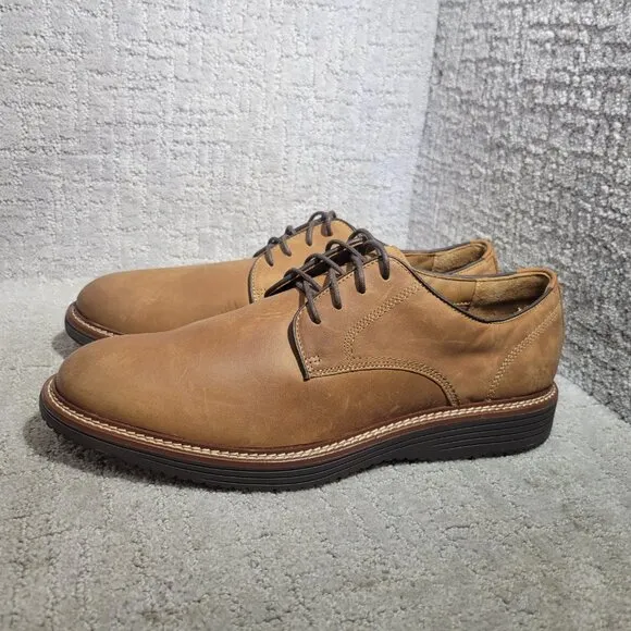 Johnston &amp; Murphy Upton Plain Toe Men's US 12M Tan Oiled Full Grain Oxford Shoes