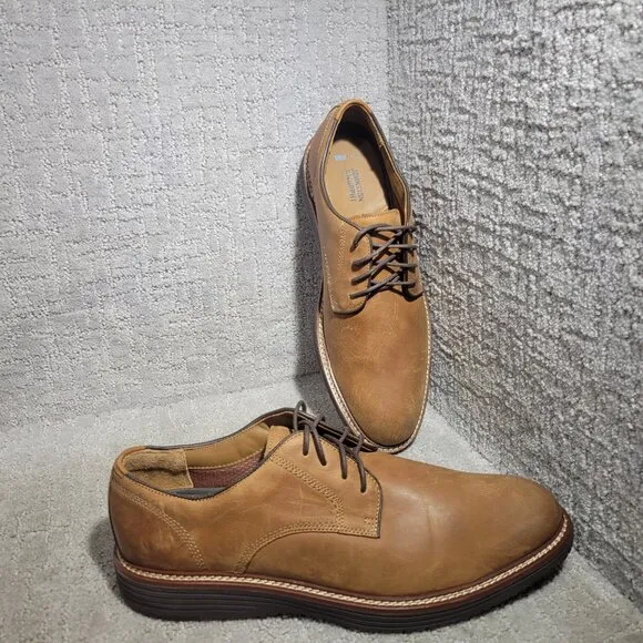 Johnston &amp; Murphy Upton Plain Toe Men's US 12M Tan Oiled Full Grain Oxford Shoes