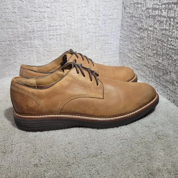 Johnston &amp; Murphy Upton Plain Toe Men's US 12M Tan Oiled Full Grain Oxford Shoes