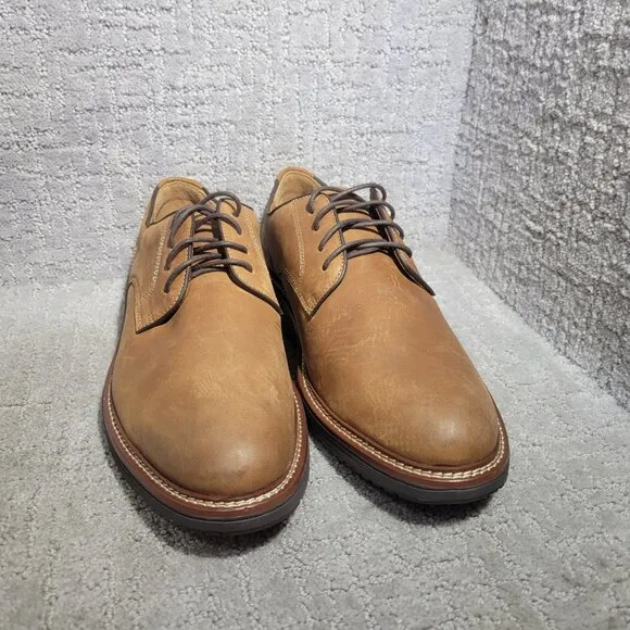Johnston &amp; Murphy Upton Plain Toe Men's US 12M Tan Oiled Full Grain Oxford Shoes
