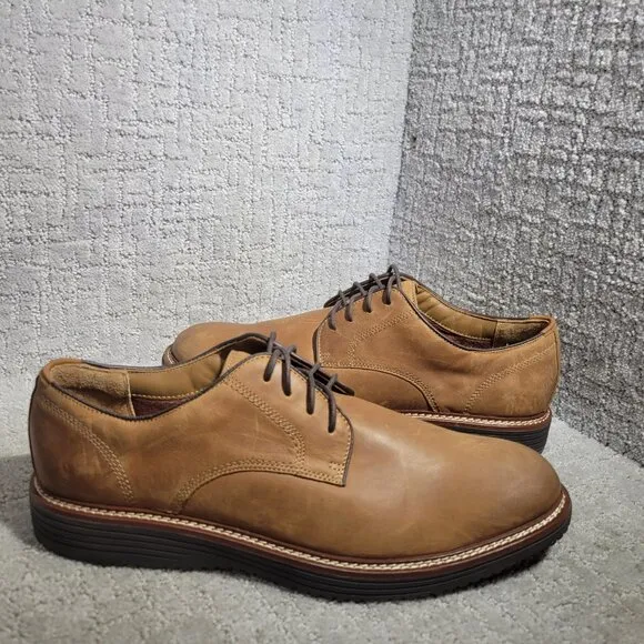 Johnston &amp; Murphy Upton Plain Toe Men's US 12M Tan Oiled Full Grain Oxford Shoes