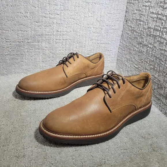 Johnston &amp; Murphy Upton Plain Toe Men's US 12M Tan Oiled Full Grain Oxford Shoes