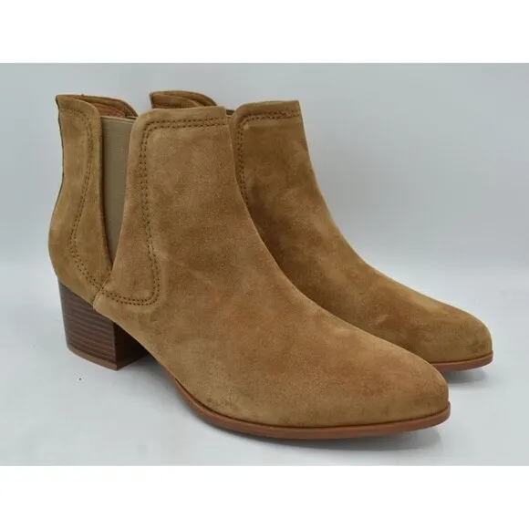 Johnston &amp; Murphy Womens Size 11 Trista Chestnut Suede Chelsea Booties Boots