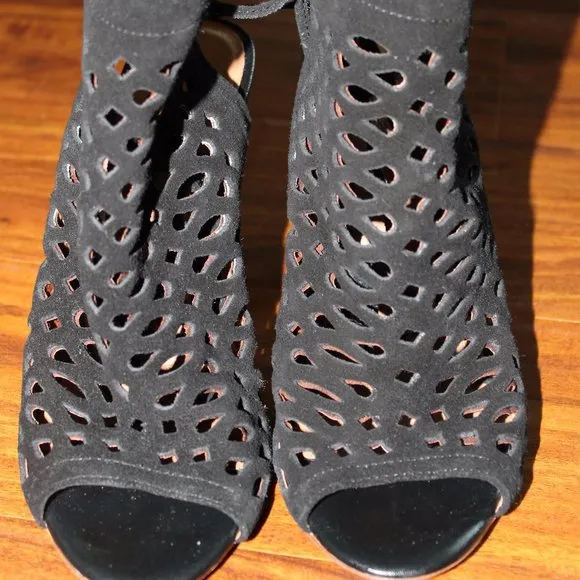 Joie Open Toe  Suede Caged Bootie Shoes