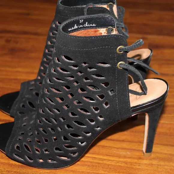 Joie Open Toe  Suede Caged Bootie Shoes