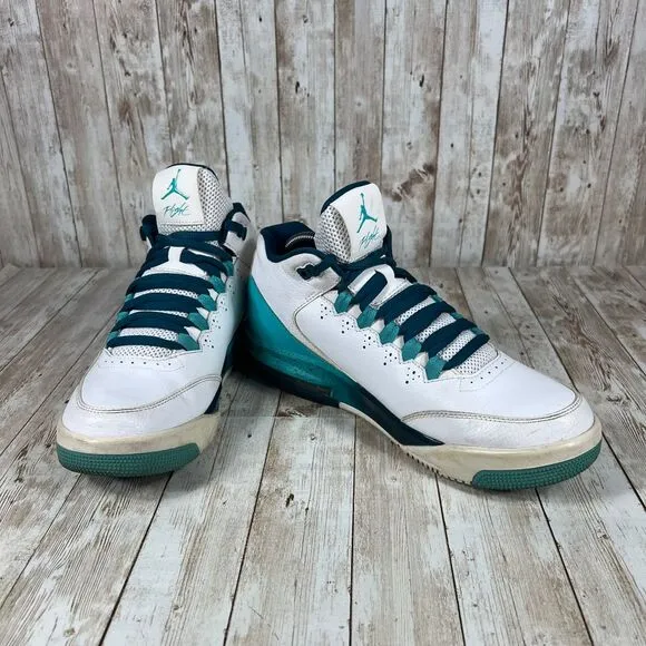 Jordan Flight Men's Basketball Sneakers White Teal‎ Retro 705155 127 Size 9