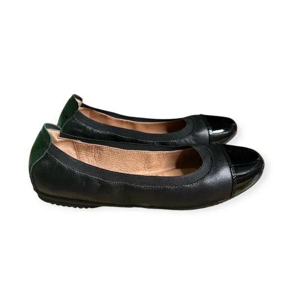 Josef Seibel Pippa Black Leather Patent Toe Ballet Flat Shoes Womens 40 (9-9.5)