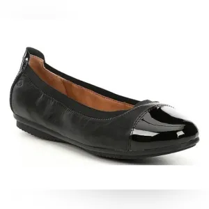 Josef Seibel Pippa Black Leather Patent Toe Ballet Flat Shoes Womens 40 (9-9.5)