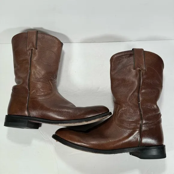 Justin Brown Leather Roper Western Cowboy Boots Men’s Size 7.5C