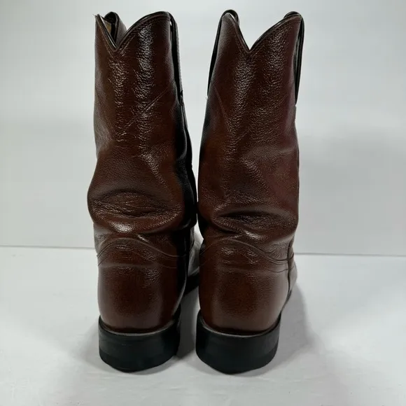 Justin Brown Leather Roper Western Cowboy Boots Men’s Size 7.5C