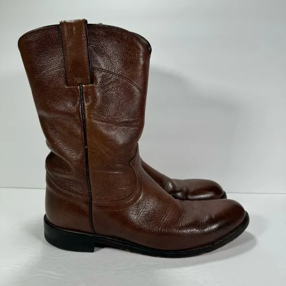Justin Brown Leather Roper Western Cowboy Boots Men’s Size 7.5C
