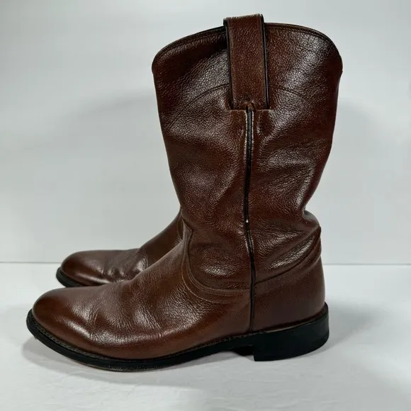 Justin Brown Leather Roper Western Cowboy Boots Men’s Size 7.5C