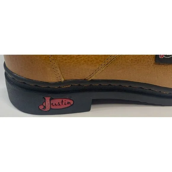 Justin George Strait Women's Round Toe‎ Lace Up Brown Leather Boots Size 7.5 B