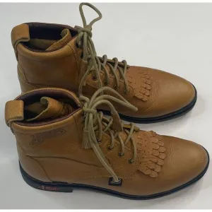 Justin George Strait Women's Round Toe‎ Lace Up Brown Leather Boots Size 7.5 B