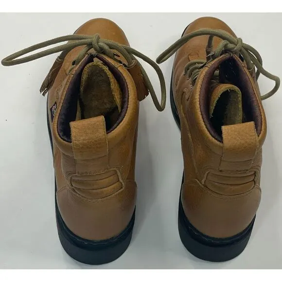 Justin George Strait Women's Round Toe‎ Lace Up Brown Leather Boots Size 7.5 B