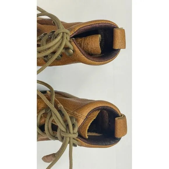 Justin George Strait Women's Round Toe‎ Lace Up Brown Leather Boots Size 7.5 B