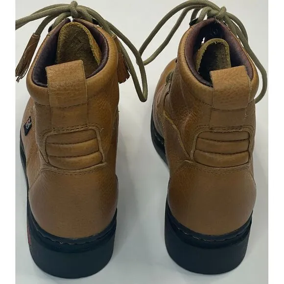 Justin George Strait Women's Round Toe‎ Lace Up Brown Leather Boots Size 7.5 B