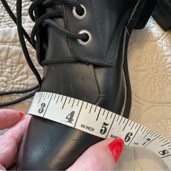 JUSTIN JUNIOR ROPER LACE UP BOOTS SIZE 4.5 D, BLACK EXCELLENT CONDITION