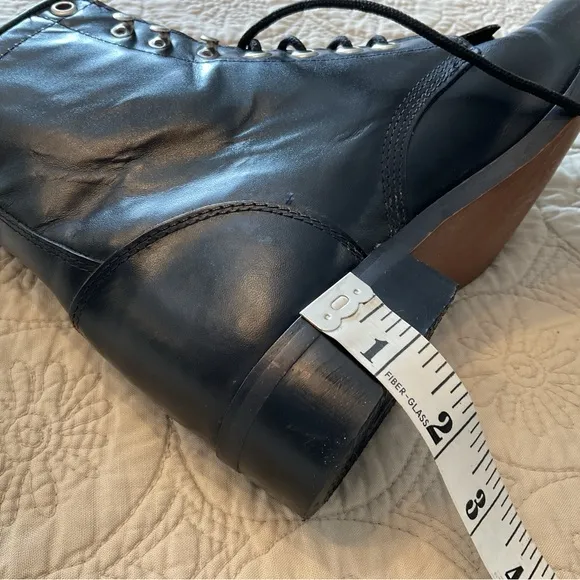 JUSTIN JUNIOR ROPER LACE UP BOOTS SIZE 4.5 D, BLACK EXCELLENT CONDITION