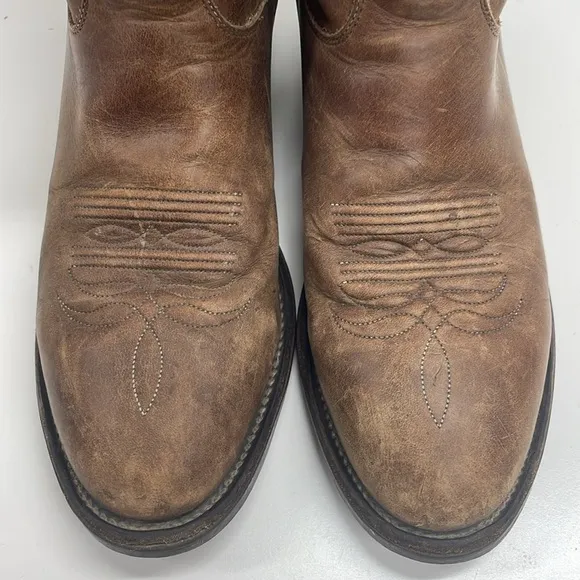 Justin Men’s Bay Apache Brown Leather Western Cowboy Boots 3405 Size 8.5D