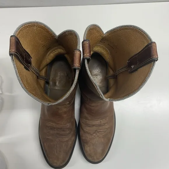 Justin Men’s Bay Apache Brown Leather Western Cowboy Boots 3405 Size 8.5D