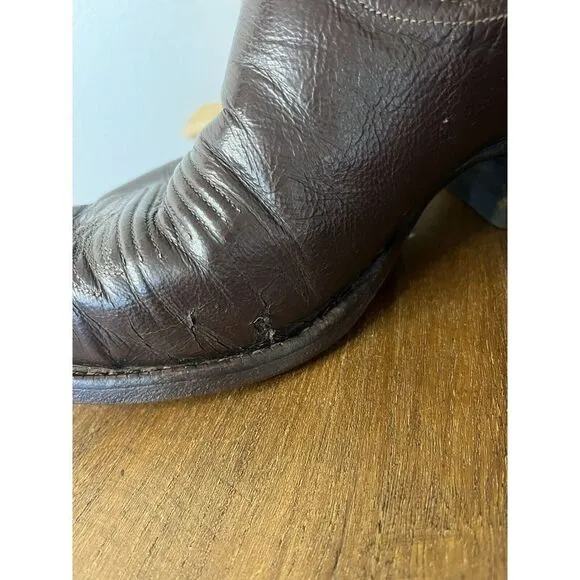 Justin Premium Soft Leather PT Cowboy Boots In Burgundy Brown Men’s 8.5 EE