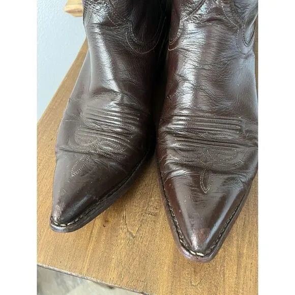 Justin Premium Soft Leather PT Cowboy Boots In Burgundy Brown Men’s 8.5 EE