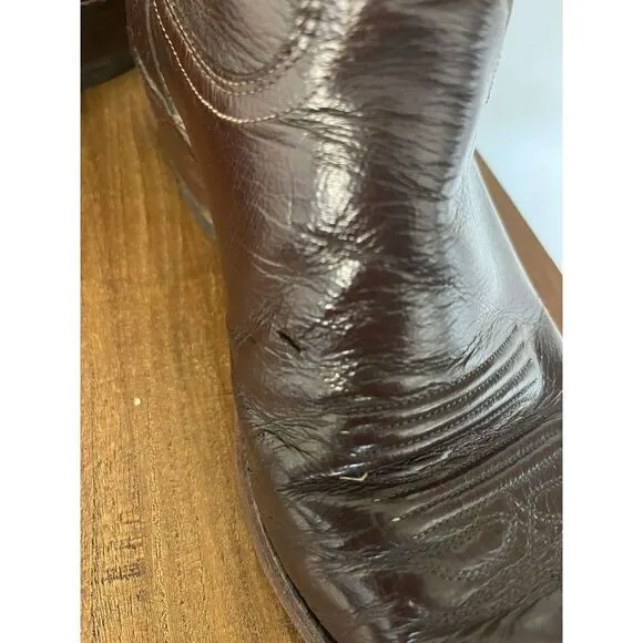 Justin Premium Soft Leather PT Cowboy Boots In Burgundy Brown Men’s 8.5 EE
