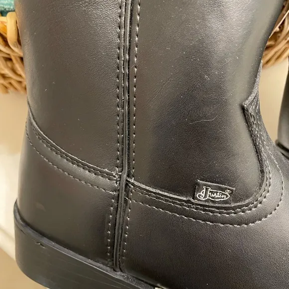 Justin ROPERS Men’s Black Leather Western Cowboy Boots! TIME FOR RODEO SZ:8.5 EE