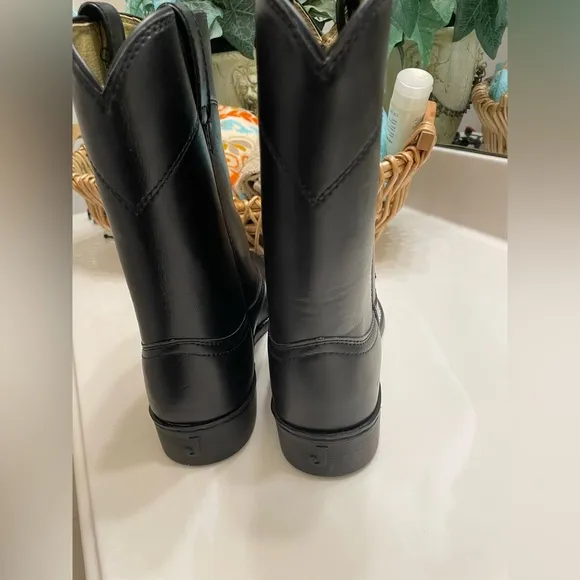 Justin ROPERS Men’s Black Leather Western Cowboy Boots! TIME FOR RODEO SZ:8.5 EE