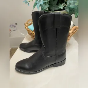 Justin ROPERS Men’s Black Leather Western Cowboy Boots! TIME FOR RODEO SZ:8.5 EE