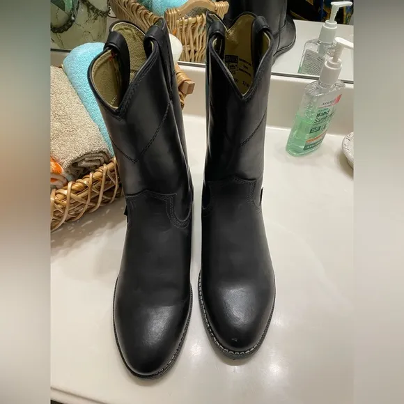 Justin ROPERS Men’s Black Leather Western Cowboy Boots! TIME FOR RODEO SZ:8.5 EE